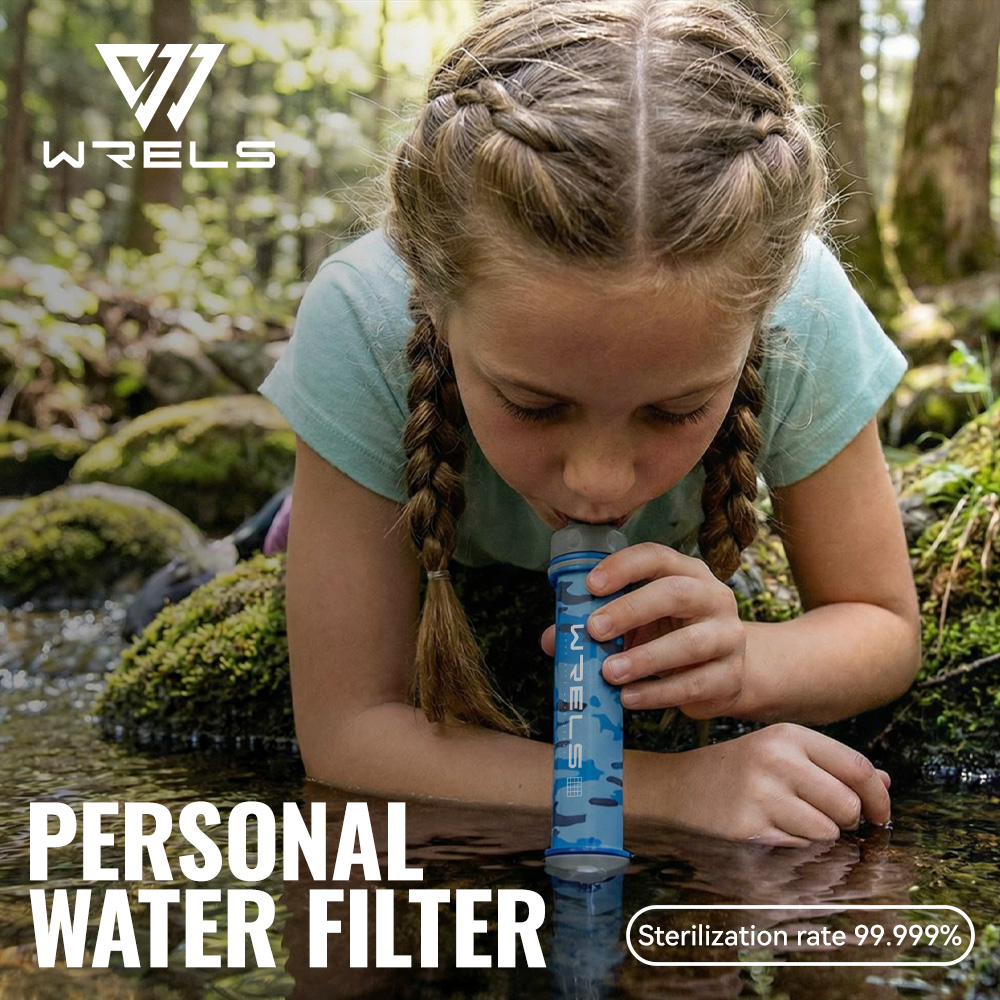 Portable Water Filter - WRELS アウトドアハイキングミニキャンプ浄水フィルター高品質ポータブル再利用可能緊急救命サバイバルフィルター