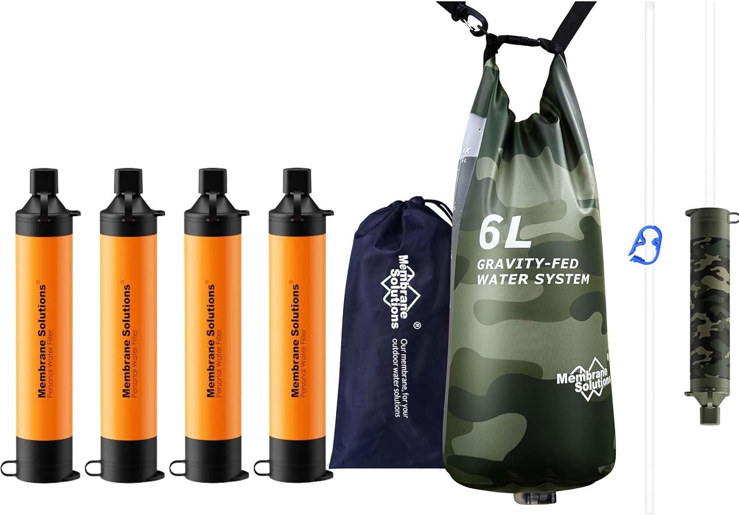 Portable Water Filter - Pro 6L カモフラージュ グラビティ ウォーターフィルター、追加の S1