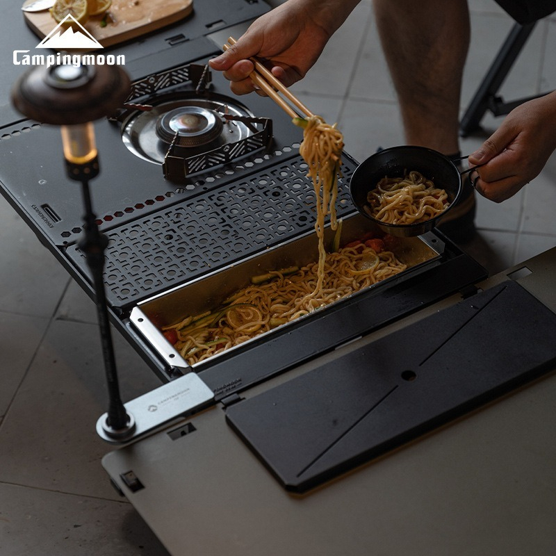 Outdoor Camping Table With Storage - CAMPINGMOON CK-11 ステンレス製カトラリーボックス キャンプに便利なIGTテーブルシンク アウトドアティーテーブル カトラリー収納