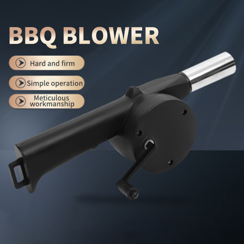 Outdoor Camping Cooking Set - BBQファン送風機、速燃スターター、ポータブル手動クランク、屋外ピクニック、キャンプ、料理、バーベキュー、炭火グリル、ストーブ用
