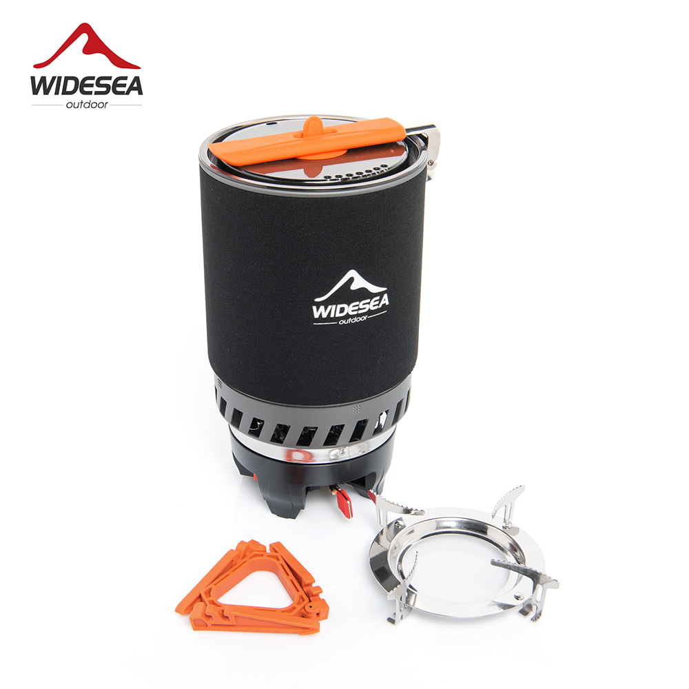 Outdoor Camping Cooking Set - 広範囲の海でのキャンプ用調理システム、熱交換器付き屋外ガスバーナーストーブ、観光用鍋セット、カップ、食器、調理器具、観光、ハイキング