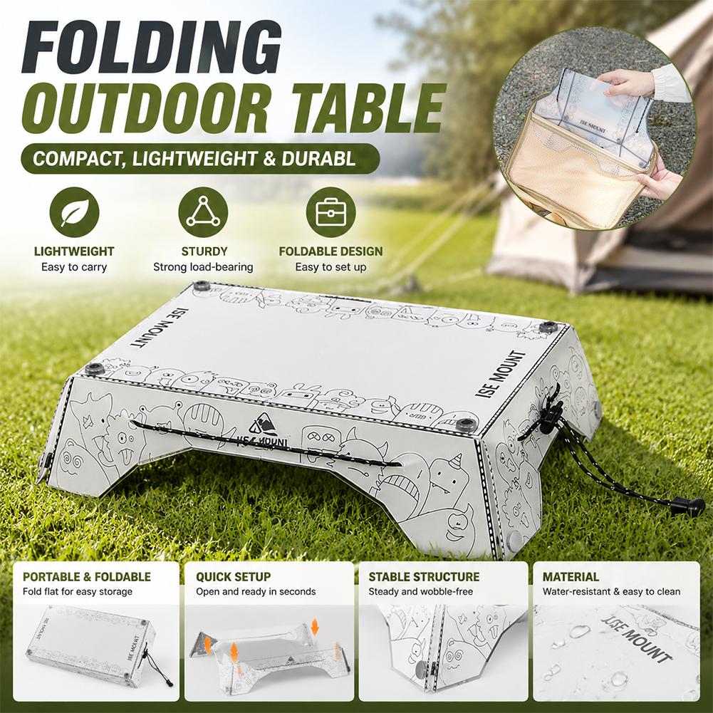 Outdoor Camping Table With Storage - ポータブルマルチ折りたたみキャンプテーブル PP 軽量ピクニックデスク旅行車 RV 屋外バーベキューコックダイニングトレイコンパクト収納