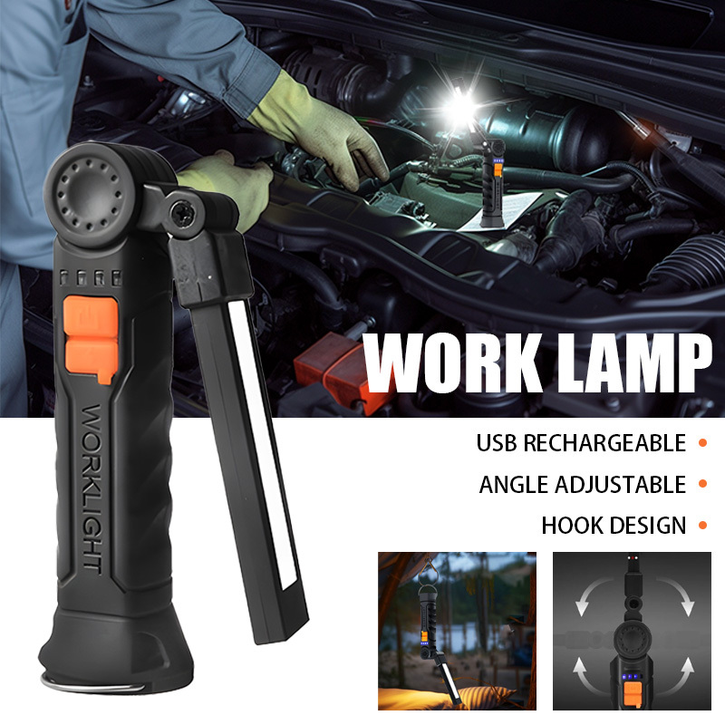 Battery Outdoor Camping - ポータブル COB LED 懐中電灯 USB 充電式ワークライト磁気ランテルハンギングランプ内蔵バッテリー付きキャンプトーチ