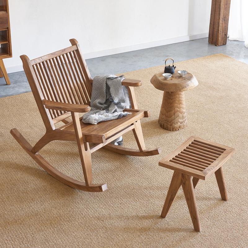 Outdoor Camping Rocking Chair - 至高の美しさの古いエルム材のレジャーチェア、自宅のバルコニー、屋外での昼寝、老人用ロッキングチェア、B&Bホテル、キャンプ用アームチェア