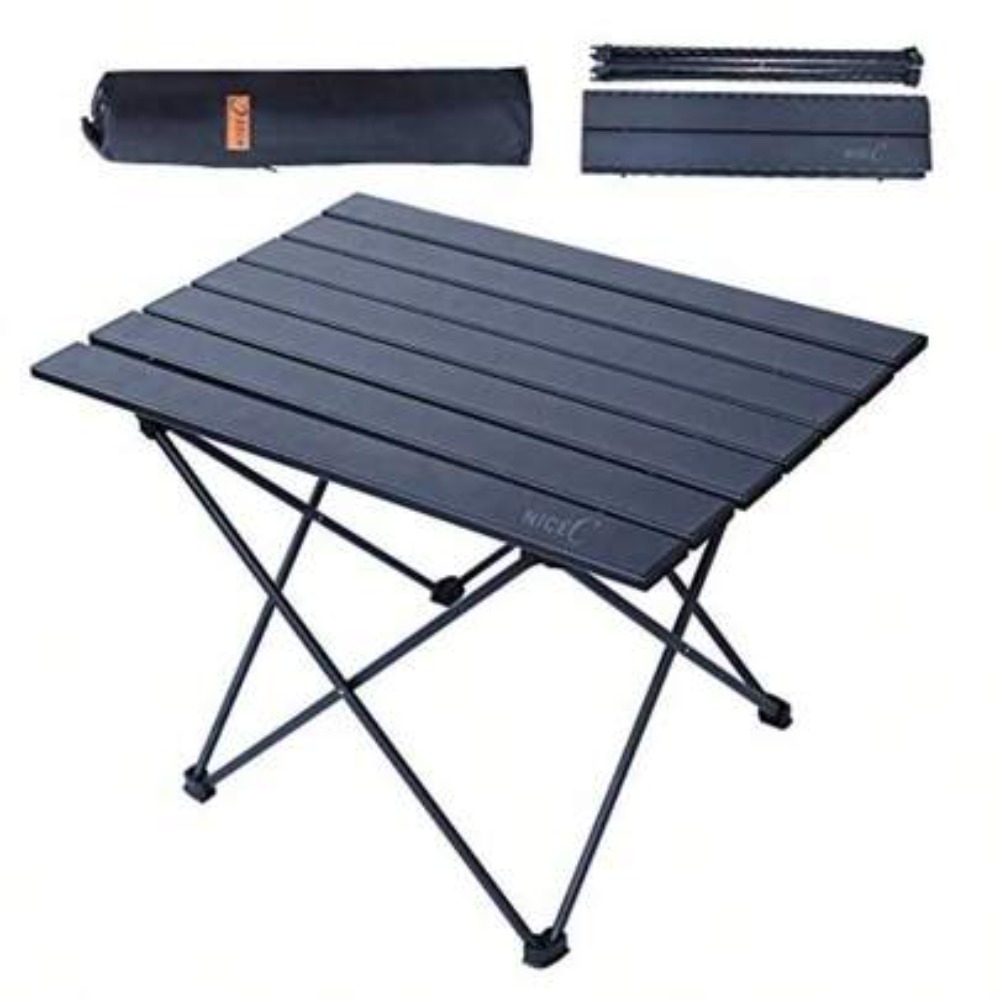 Outdoor Camping Cooking Table - 超軽量ロールアップ式アルミ製キャンプテーブル 折りたたみ式ポータブルアウトドアピクニックビーチテーブル キャリーバッグ付き コンパクトトラベルクッキングデスク ハイキング、バックパッキング、バーベキュー用