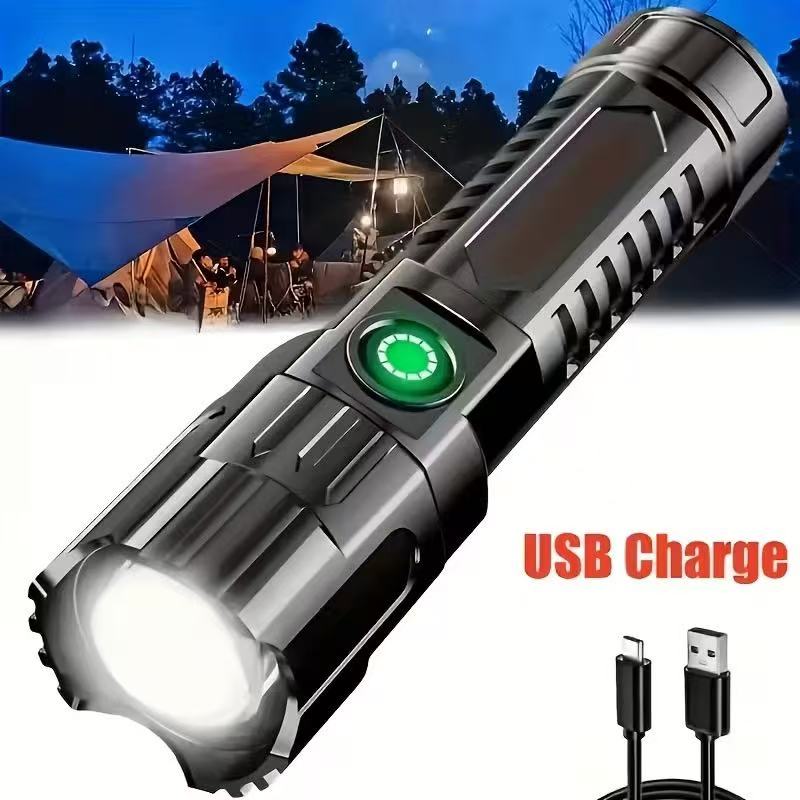 Battery Outdoor Camping - 新型高出力LED懐中電灯 USB充電式トーチ ズーム機能付きライト 内蔵バッテリー キャンプ ハイキング