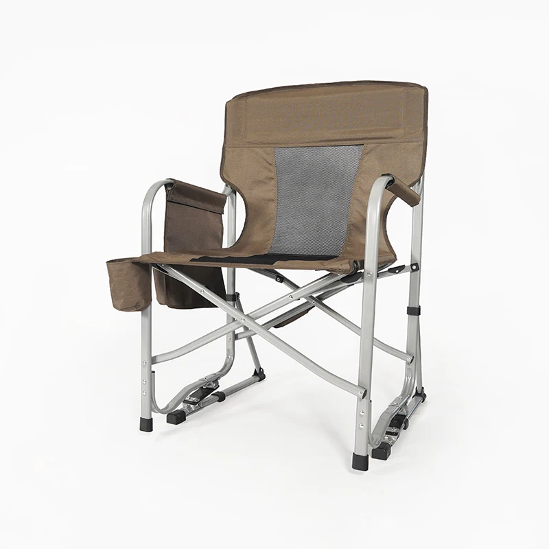 Outdoor Camping Rocking Chair - 高品質カスタマイズ折りたたみ式キャンプチェア、多用途で頑丈な屋外用ロッキングディレクターチェア（ビーチ用）