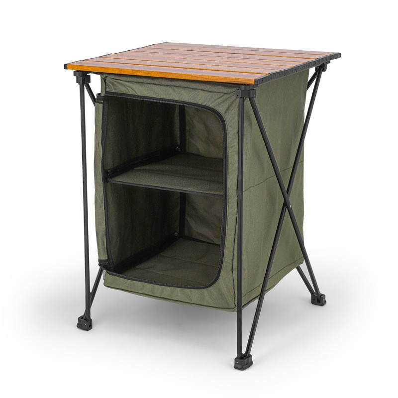 Outdoor Camping Table With Storage - アルミ合金製折りたたみ式収納キャビネット、ポータブル多機能デュアルユーステーブル＆アウトドアキャンプ用可動式キャビネット