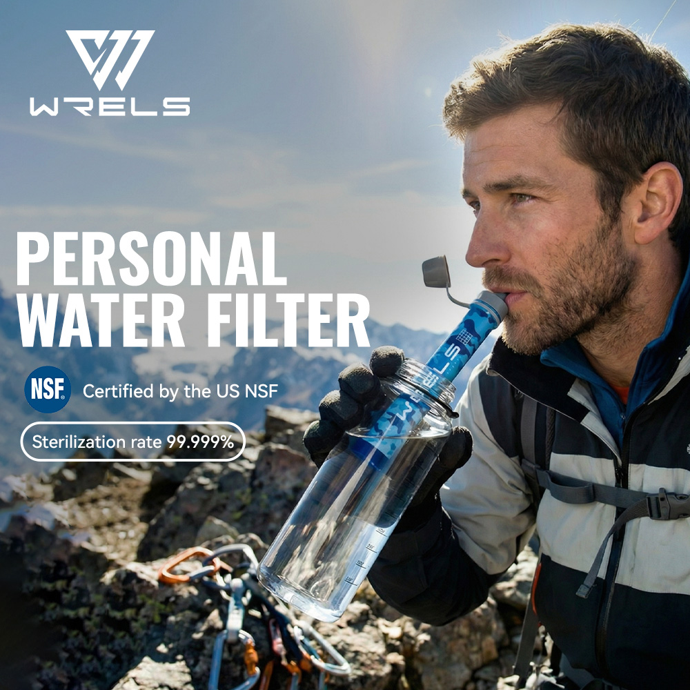 Portable Water Filter - WRELS 屋外ポータブル浄水器セット キャンプ用浄水器 サバイバルまたは緊急用品用 純化直接飲用