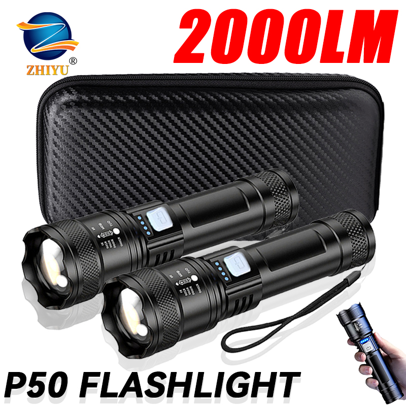Battery Outdoor Camping - 戦術的な LED 懐中電灯 2000LM USB 充電式防水グレードズームトーチ明るいポータブル緊急ライトキャンプ屋外用