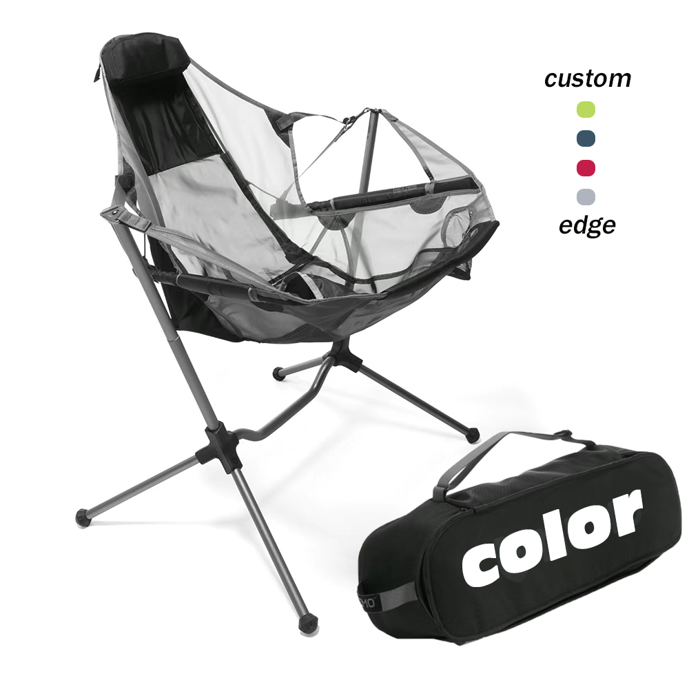 Outdoor Camping Rocking Chair - ポータブルアルミビーチ折りたたみリクライニングチェア軽量屋外スイングスターゲイズキャンピングロッキングチェア（カップホルダー付き）