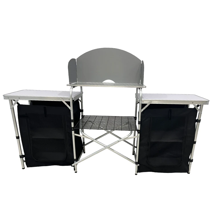 Outdoor Camping Cooking Table - 屋外キャンプ用アルミ製ポータブルキッチン折りたたみ式調理台