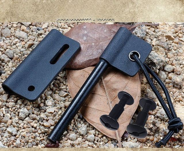 Fire Starter Flint - 屋外用マグネシウムスティックフリントキャンプファイヤー用品、Kシース付き荒野サバイバルツール、緊急用