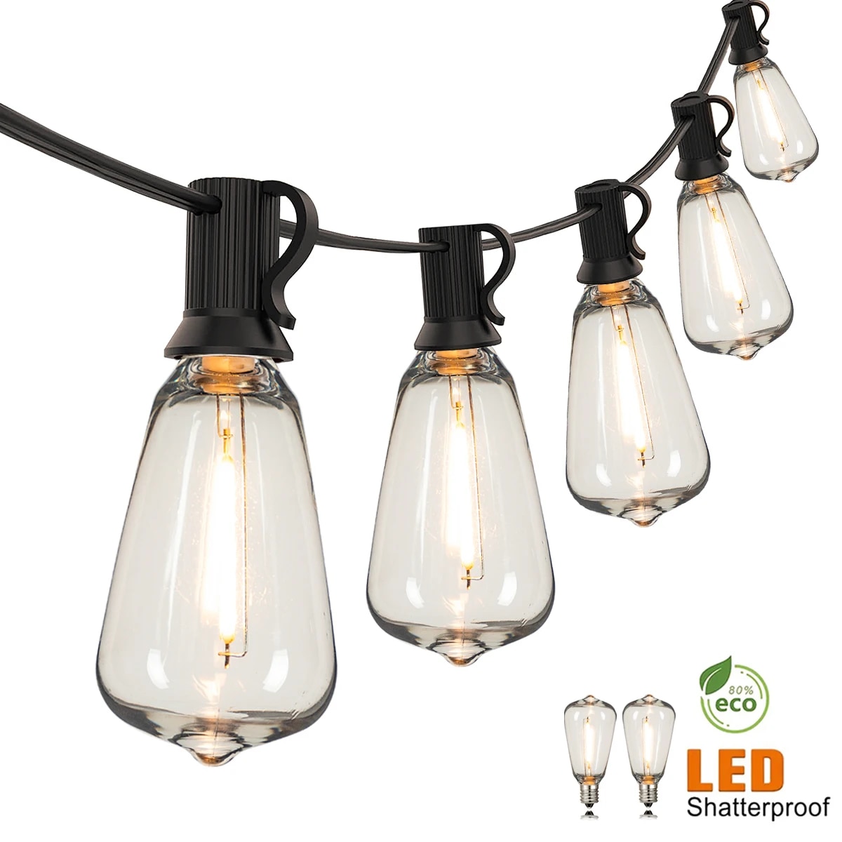 Outdoor Camping Lights String - 110V USプラグ ST38 ストリングライト 屋外用ガーランド 接続可能