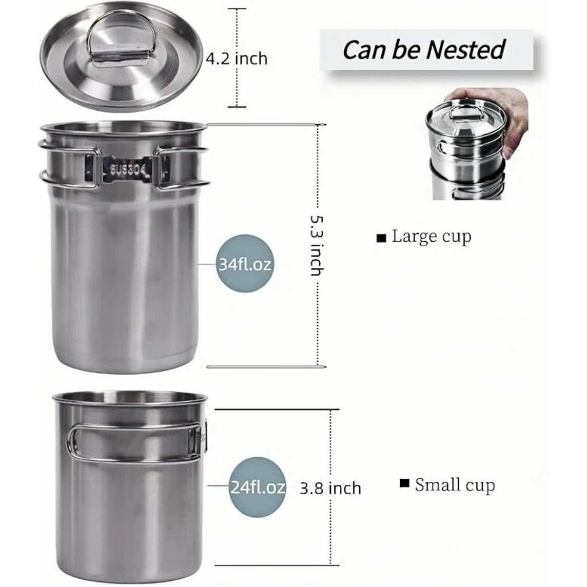 折りたたみ式キャンプカップマグカップキャンプポット調理器具3 - Outdoor Camping Cooking Set のレビューと価格
