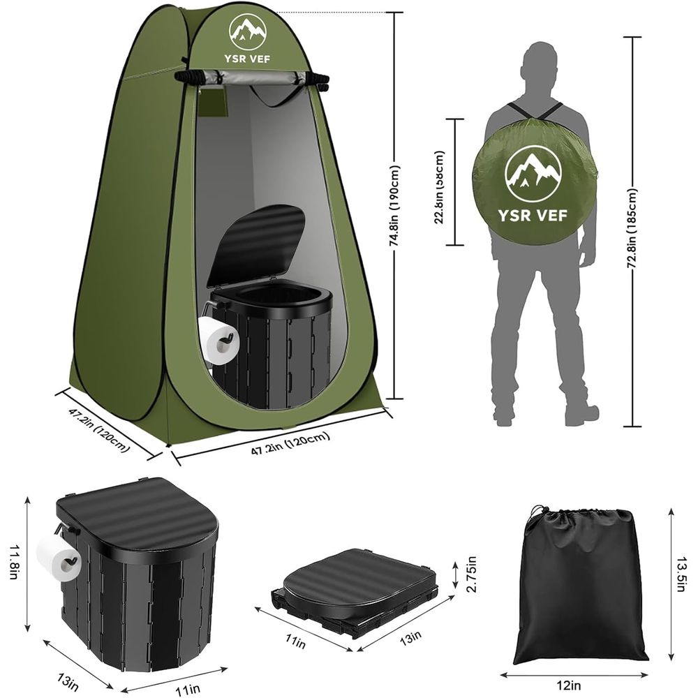 ポータブルトイレキット、ポップアップ式プライバシーテントとう - Outdoor Camping Toilet のレビューと価格