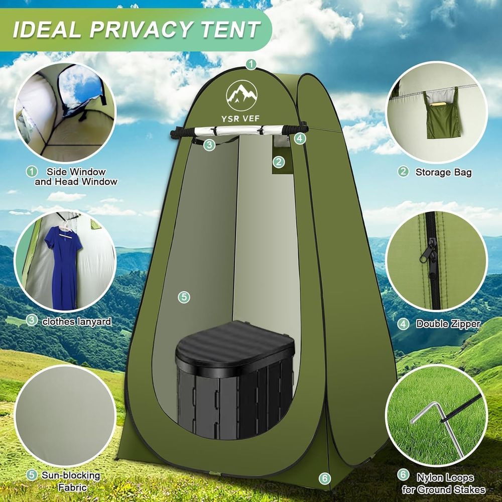 ポータブルトイレキット、ポップアップ式プライバシーテントとう - Outdoor Camping Toilet のレビューと価格