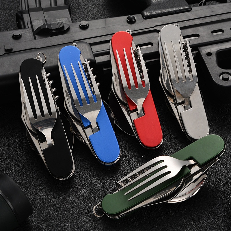 4 in 1 折りたたみ食器取り外し可能なキャンプ用品ステン - Outdoor Camping Utensils のレビューと価格