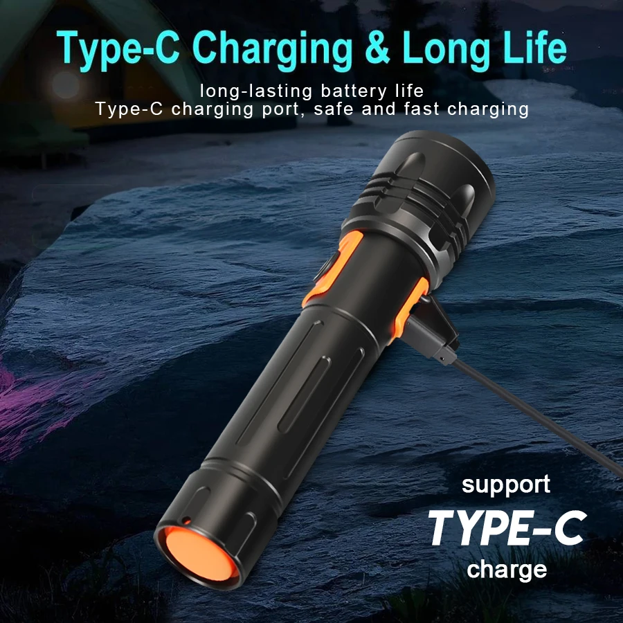 ハイパワー LED 懐中電灯 USB 充電式トーチ、伸縮ズー - Outdoor Camping Lantern のレビューと価格