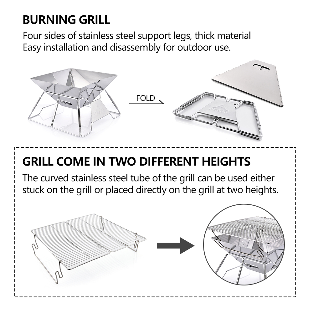 Widesea 防風薪キャンプグリル屋外ステンレス鋼荒野サバ - Outdoor Camping Cooking Set のレビューと価格