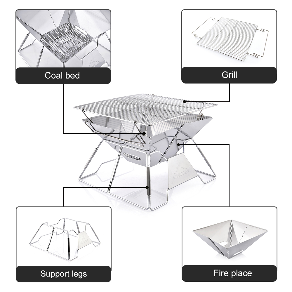Widesea 防風薪キャンプグリル屋外ステンレス鋼荒野サバ - Outdoor Camping Cooking Set のレビューと価格
