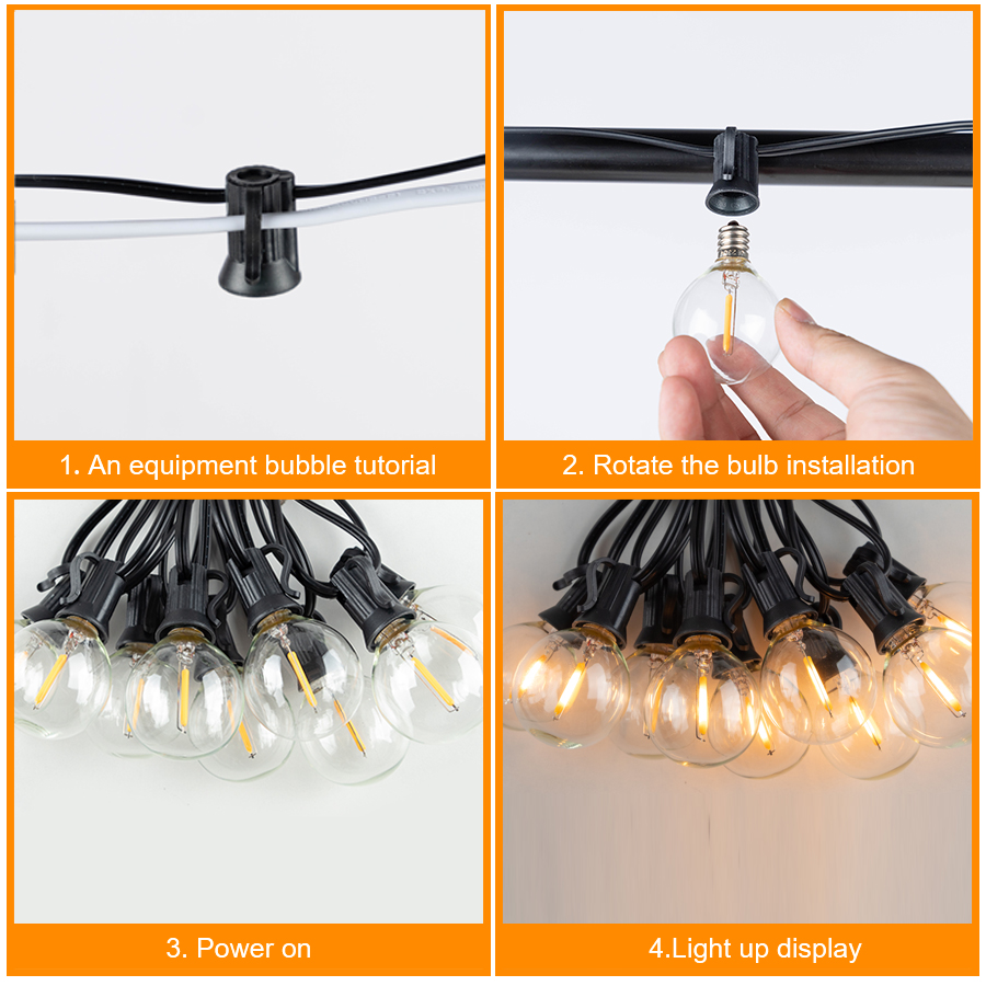 G40 LED 屋外ストリングボールライト 7.6 メートル - Outdoor Camping Lights String のレビューと価格