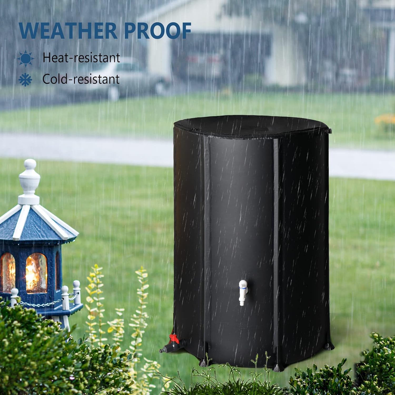100ガロン折りたたみ式雨水貯蔵タンク、フィルター、栓、オー - Portable Water Filter のレビューと価格