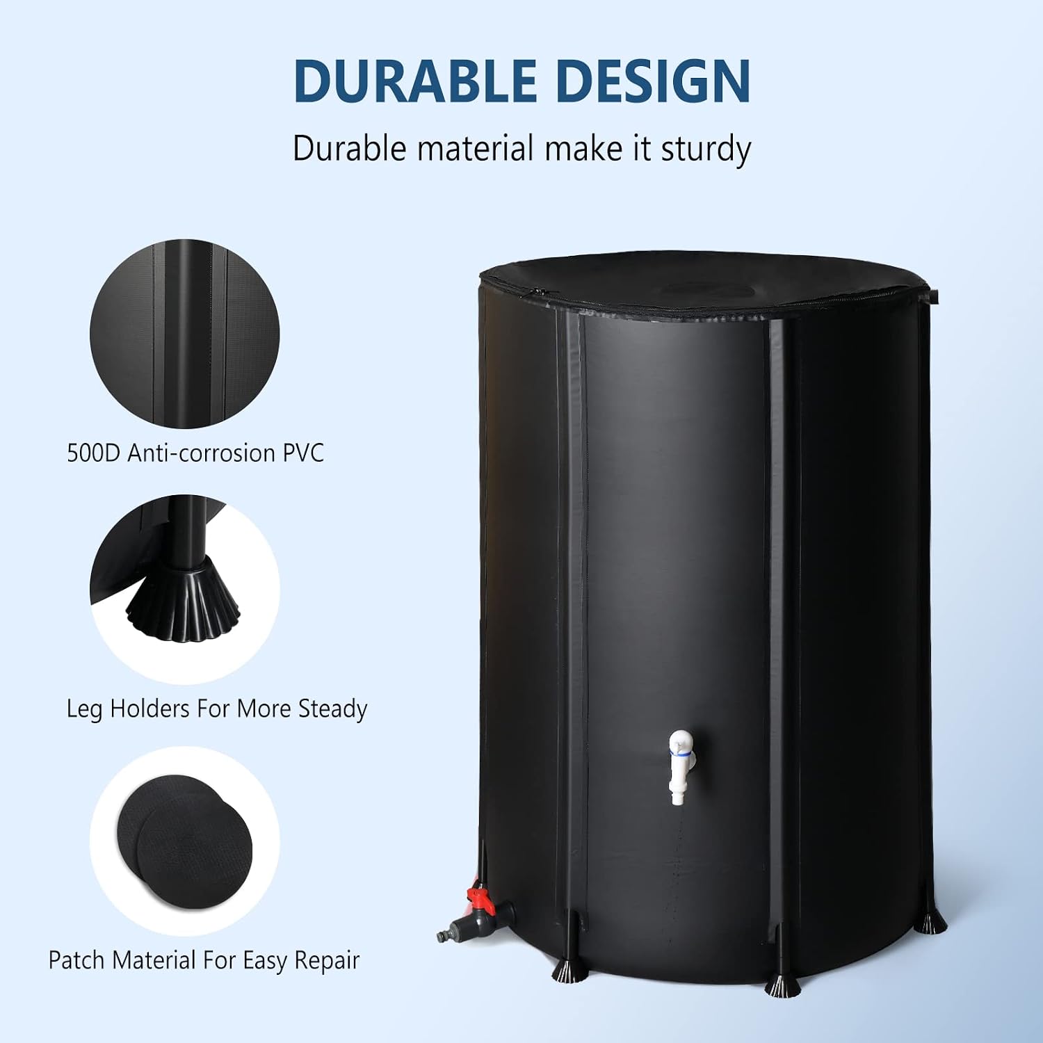 100ガロン折りたたみ式雨水貯蔵タンク、フィルター、栓、オー - Portable Water Filter のレビューと価格