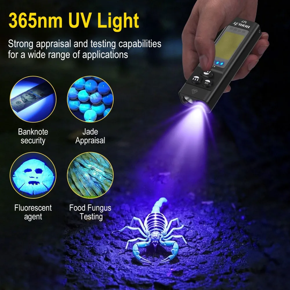 BORUiT U7 UV LED EDC懐中電灯 1100L - Battery Outdoor Camping のレビューと価格