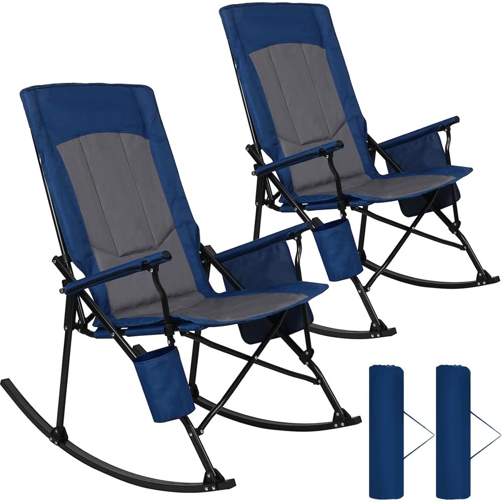 2パック ハイバックポータルロッキングチェア、ハードアームレ - Outdoor Camping Rocking Chair のレビューと価格