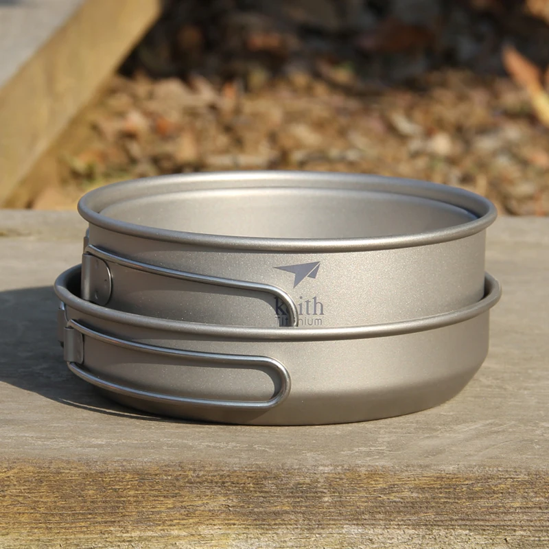 キース 3 個チタン調理器具パンボウルセット折りたたみハンド - Outdoor Camping Cooking Set のレビューと価格