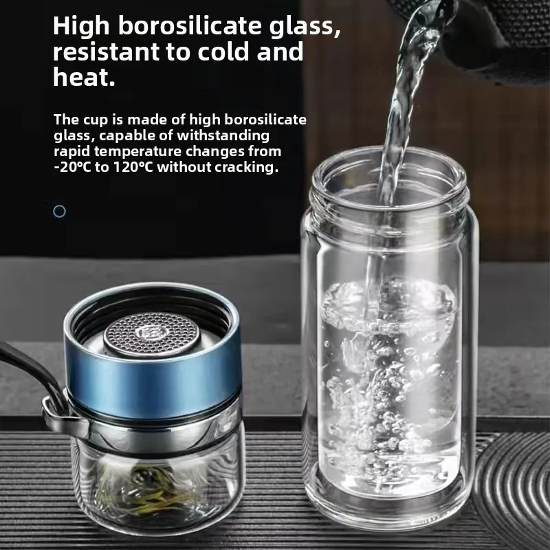 二重構造ガラス製茶水分離カップ 透明な茶葉用ウォーターフィル - Portable Water Filter のレビューと価格
