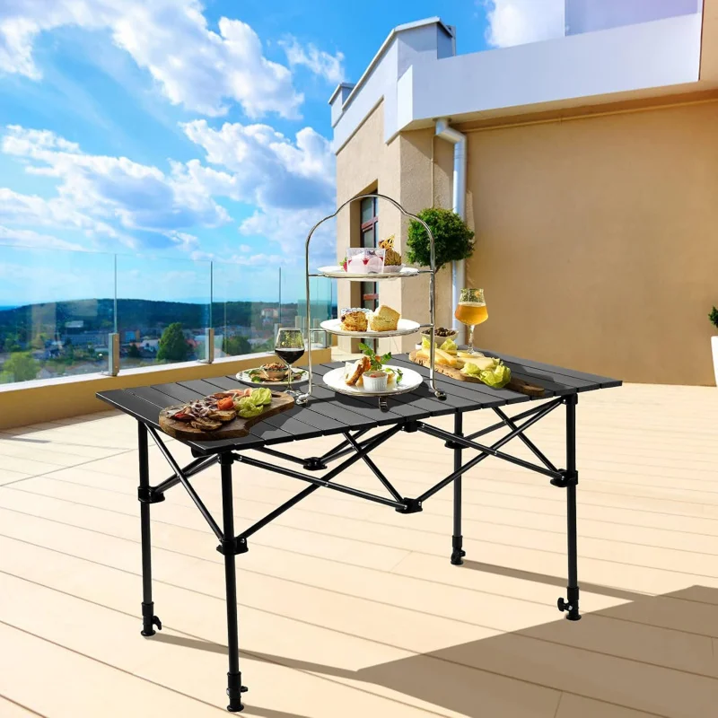 収納バスケット付きキャンプテーブル 折りたたみ式ピクニックテ - Outdoor Camping Table With Storage のレビューと価格