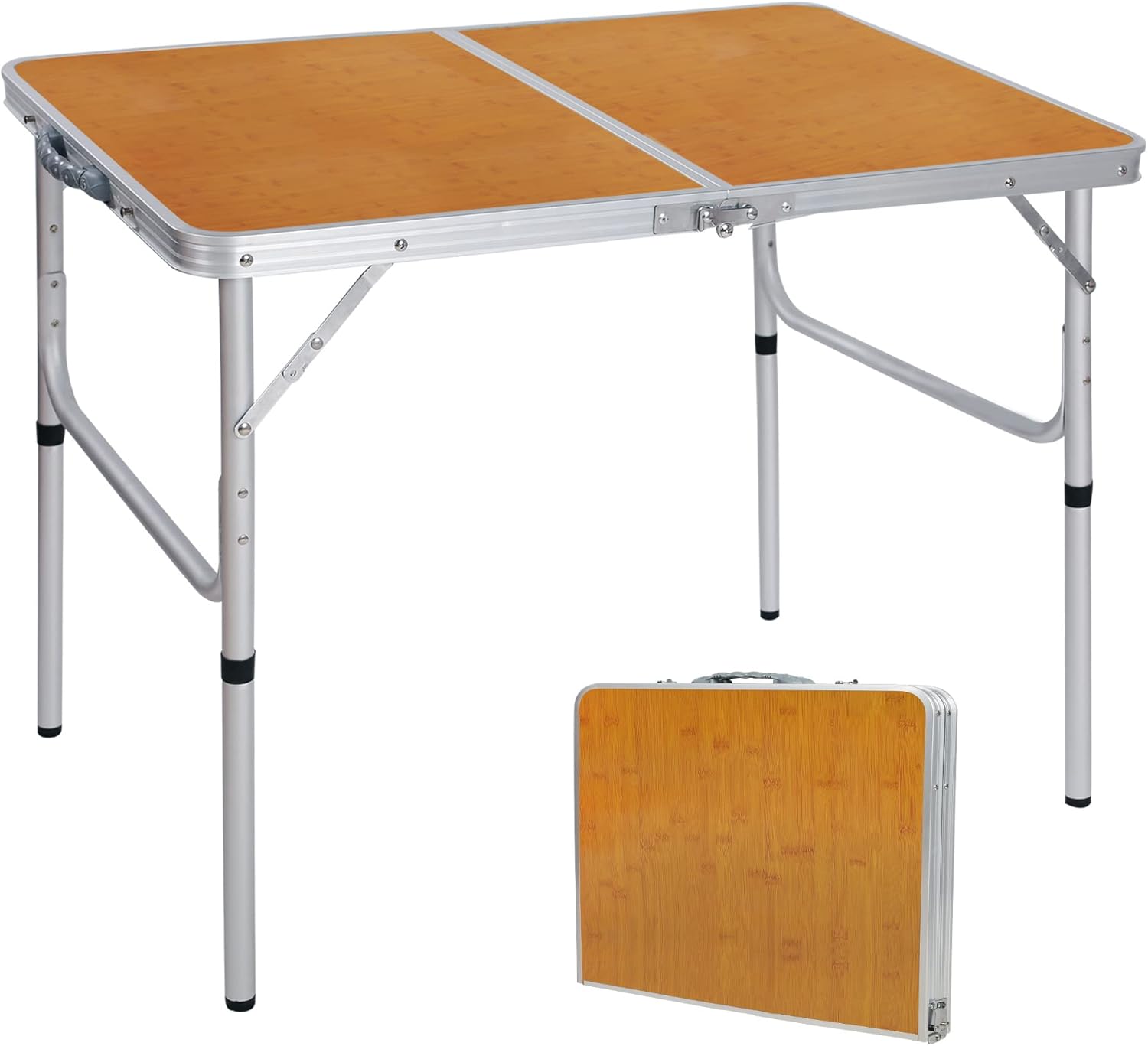 高さ調節可能 35x24インチ 折りたたみ式キャンプテーブル - Outdoor Camping Cooking Table のレビューと価格