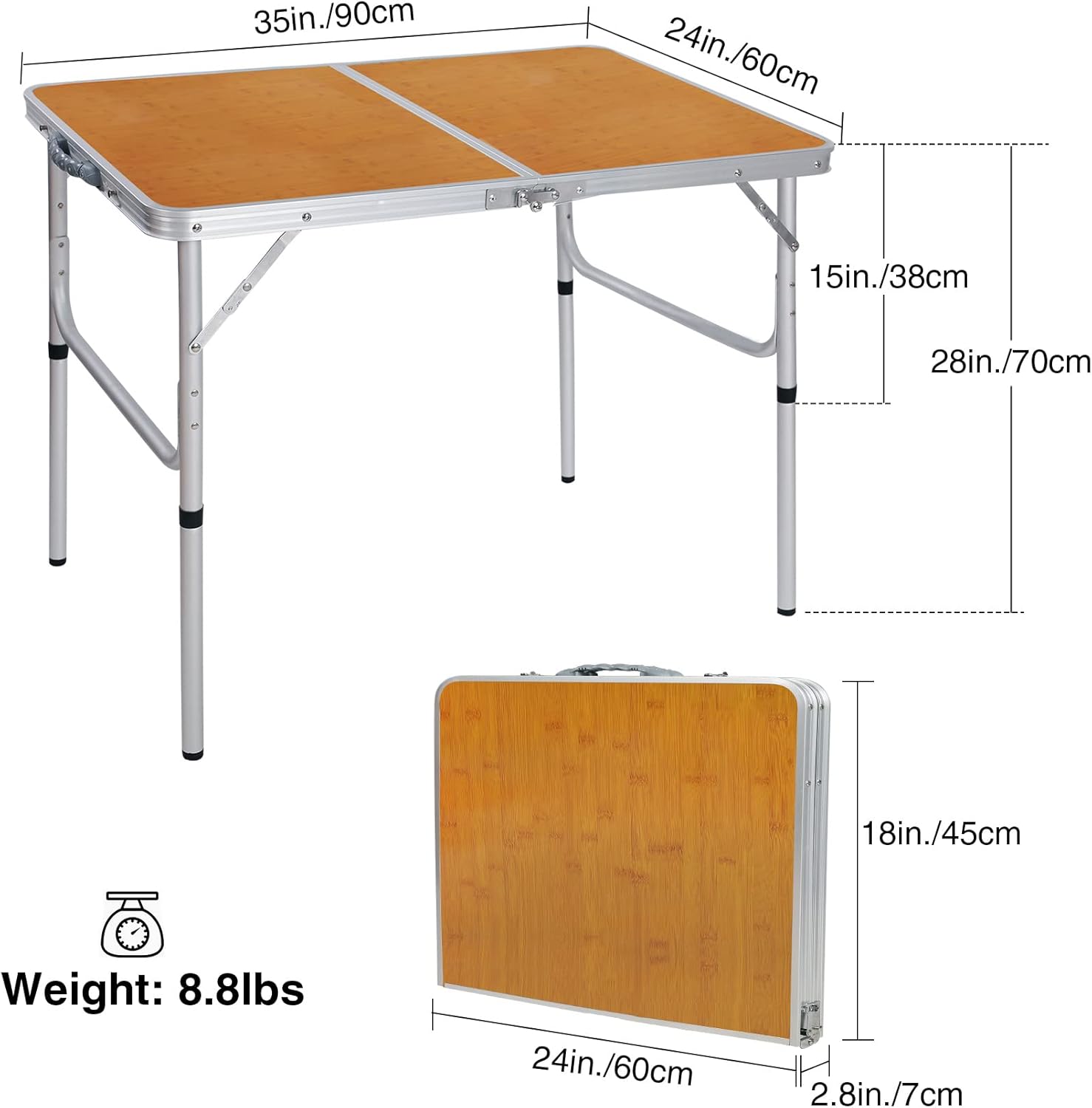 高さ調節可能 35x24インチ 折りたたみ式キャンプテーブル - Outdoor Camping Cooking Table のレビューと価格