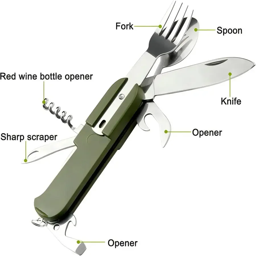 キャンプ用品 5-in-1 ステンレス製トラベルセット、多機 - Outdoor Camping Utensils のレビューと価格