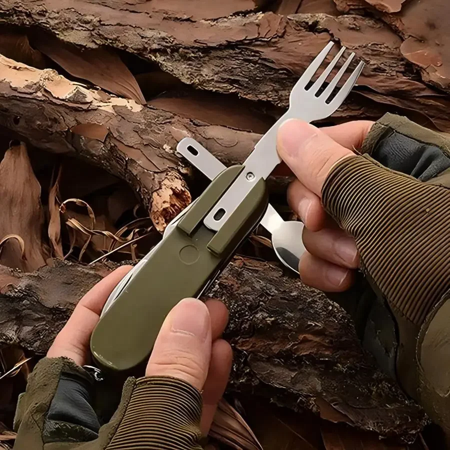 キャンプ用品 5-in-1 ステンレス製トラベルセット、多機 - Outdoor Camping Utensils のレビューと価格