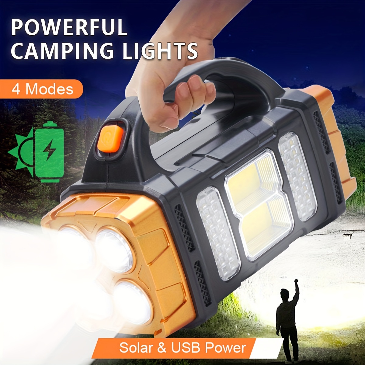 新しいアップグレード充電式ハイパワーソーラー LED 懐中電 - Battery Outdoor Camping のレビューと価格