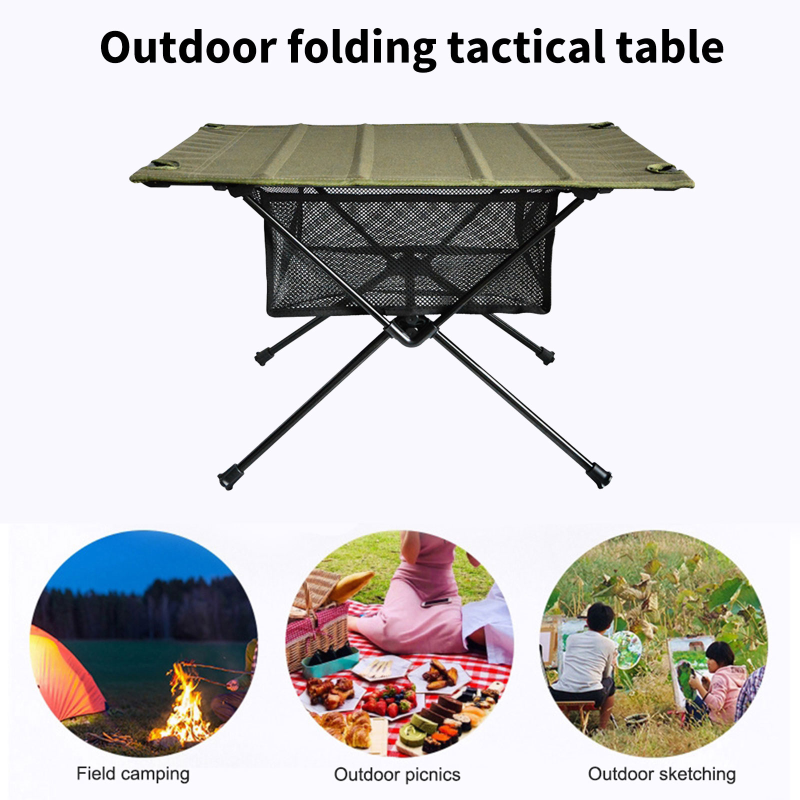 キャンプ用折りたたみテーブル収納ネットバッグ メッシュバスケ - Outdoor Camping Table With Storage のレビューと価格