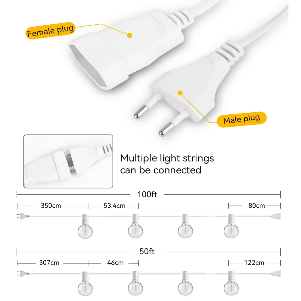 30 メートル 15 メートル妖精ストリングライト G40  - Outdoor Camping Lights String のレビューと価格