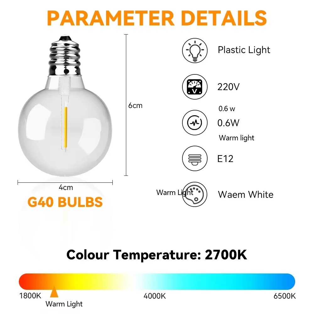 30 メートル 15 メートル妖精ストリングライト G40  - Outdoor Camping Lights String のレビューと価格