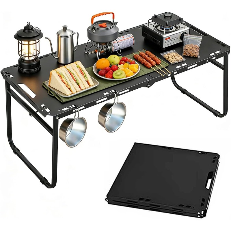 キャンプテーブル 調節可能 折りたたみ式 ポータブル RV  - Outdoor Camping Cooking Table のレビューと価格