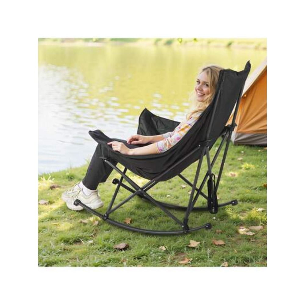 普通の折りたたみ椅子はやめて、このポータブルなパッド入りロッ - Outdoor Camping Rocking Chair のレビューと価格